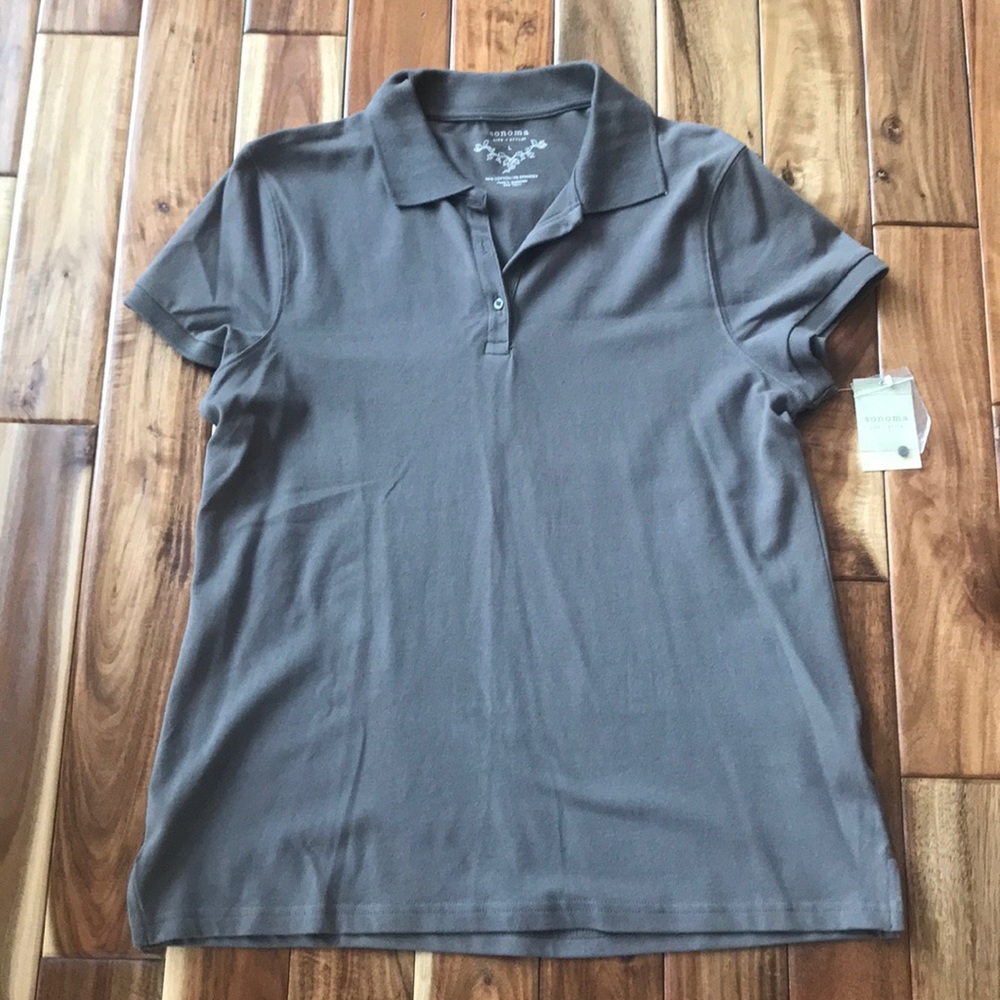 Sonoma Large Mud Brown Polo Top NWT